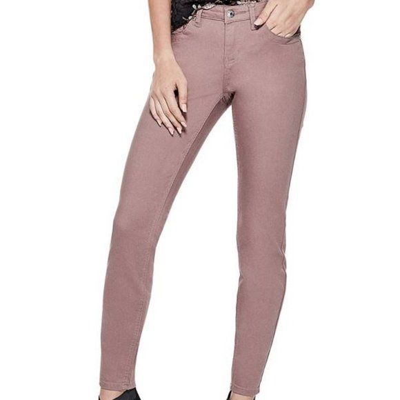 Guess - Cindy Medium-Rise Skinny Jeans in Dusty Rose Pink - Picture 1 of 13